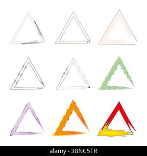Outline triangle set. Geometric shapes collection. Basic forms illustration. Vector elements pack. Stock Vector
