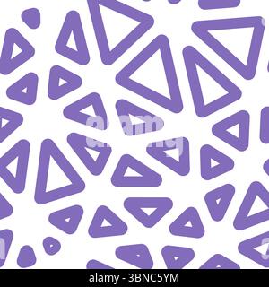 Triangles pattern geometric design. Large triangles size. Solid Color style. Rounded triangles outlined. Repeatable composition. Lavender Mist. Stock Vector