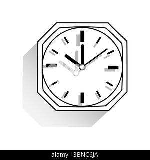 Octagon clock icon. Time display graphic. Unique shape watch. Modern design Vector. Stock Vector