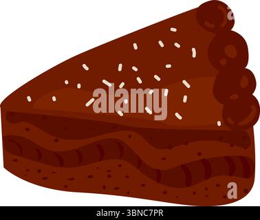 Vector illustration of a chocolate brownie slice with layers and sprinkles on top. Perfect for bakery menu, dessert packaging, or digital use. Stock Vector