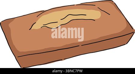Vector illustration of a traditional French financier cake. Ideal for bakery packaging, dessert menus, cafe branding, and food illustrations. Stock Vector