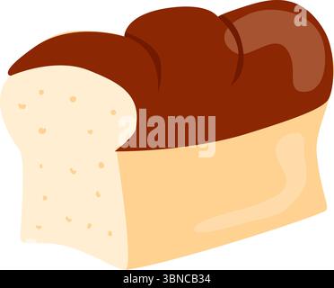 Vector illustration of a loaf of white bread with a soft sliced end. Transparent background. Perfect for bakery graphics, menu design, or packaging. Stock Vector