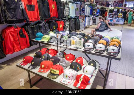 Miami Beach Florida,Lincoln Road pedestrian shopping mall,Racing Miami store,F1 Official Team Driver’s Merchandise,inside interior,Ferrari Puma jacket Stock Photo