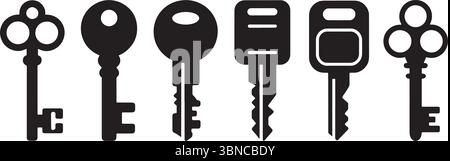 Minimalist Key icon set generative ai Stock Vector