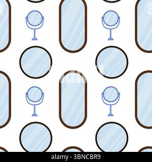 Decorative pattern featuring various mirror shapes on a white background Stock Vector