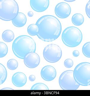 Soap bubbles seamless pattern. Repeated foam decoration wallpaper. Water bubble background. Vector illustration Stock Vector