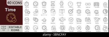 Time Line Icons: Clock, Schedule and Productivity Vectors Stock Vector