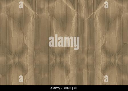 Flat design crumpled brown paper surface is featuring vertical ridges, cracks and shadow patterns Stock Photo