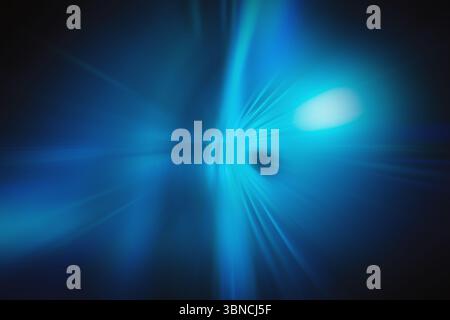 Abstract burst of blue and cyan light rays is radiating from glowing core in flat design Stock Photo