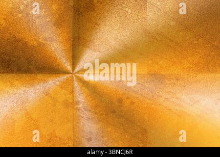 Textured metallic radial surface is showing in vector with golden patina and transparent background Stock Photo