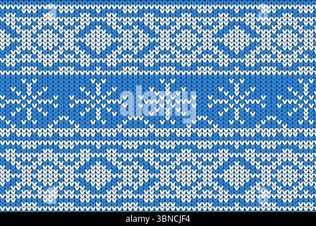 Knitting Christmas vector background snowflakes Stock Photo