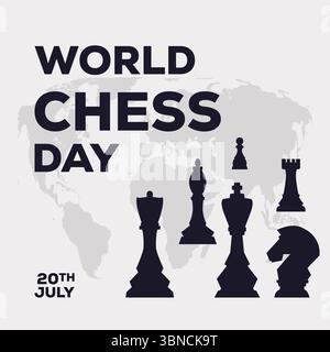 world chess day illustration in a simple flat design style Stock Vector
