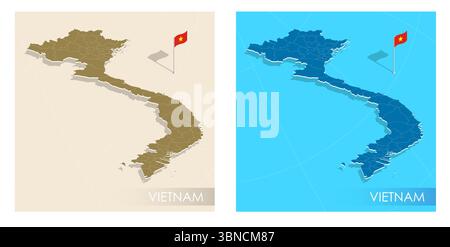 Location of Vietnam on the world map, marked with Vietnam flag pin ...