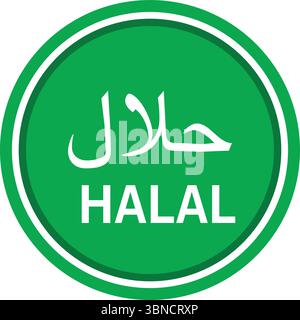 halal food stamp icon halal icon with Arabic and English Halal Certification Badge Icon – Arabic & English Label in Green Stock Vector