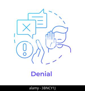 Denial blue gradient concept icon Stock Vector