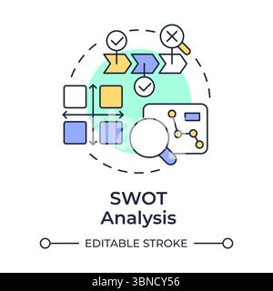 SWOT analysis multi color concept icon Stock Vector