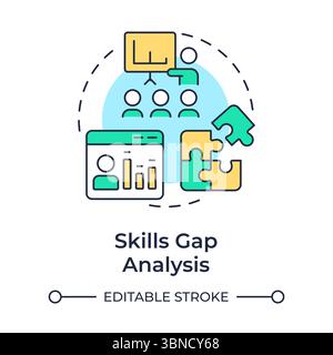 Skills gap analysis multi color concept icon Stock Vector