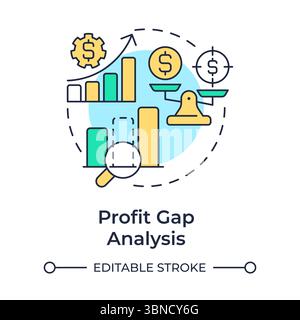 Profit gap analysis multi color concept icon Stock Vector