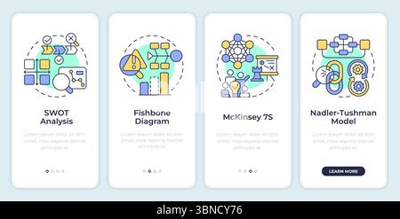 Tools of gap analysis onboarding mobile app screen Stock Vector