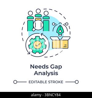 Needs gap analysis multi color concept icon Stock Vector