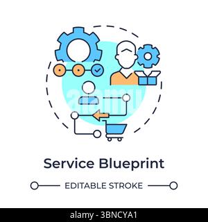Service blueprint multi color concept icon Stock Vector