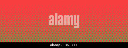 horizontal halftone of green christmas tree on red design for pattern and background. Stock Vector