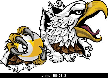 Eagle and 9 Ball Nine Ball Pool Cartoon Mascot Stock Vector