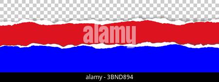 horizontal torn red and blue paper for pattern and design. Stock Vector