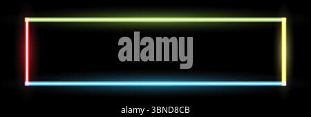 neon rectangular frame on black for design and background. Stock Vector