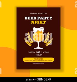 Craft Beer Celebration Social Media Invitation Layout for International Beer Day in Flat Design Stock Vector