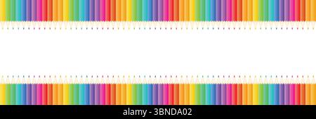 horizontal color pencils isolated on white with space,vector illustration. Stock Vector