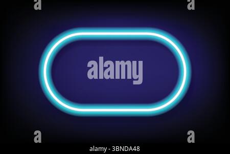 capsule blue neon tube frame with shadow,vector illustration. Stock Vector