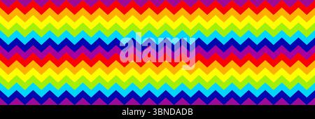horizontal zigzag rainbow texture for pattern and background. Stock Vector