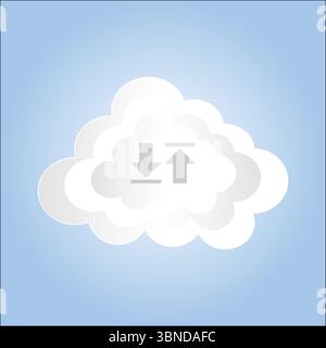 creative cloud storage on blue sky,vector illustration. Stock Vector