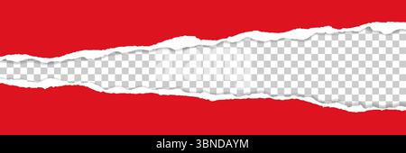 horizontal torn red paper for pattern and design. Stock Vector