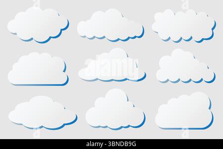 set of cut out clouds for pattern and design,vector illustration. Stock Vector
