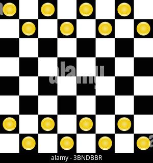 chessboard with circle golden chess for pattern and background,vector illustration. Stock Vector