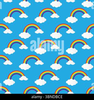 rainbow and clouds pattern for background and design,vector illustration. Stock Vector