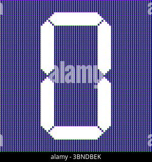 realistic digital LED screen with digital number zero 0 for pattern and background. Stock Vector