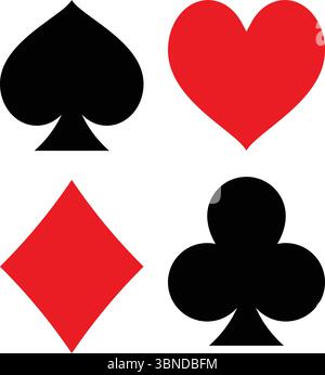 playing card symbols isolated on white for design,vector illustration. Stock Vector
