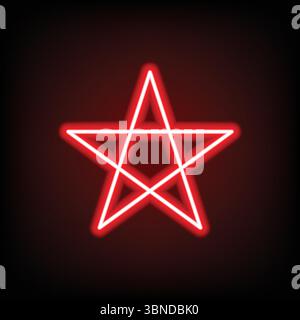 one red star neon tube light on black for pattern and design,vector illustration. Stock Vector