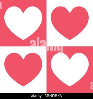 four beautiful pink and white hearts for pattern and background,vector illustration. Stock Vector