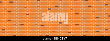 horizontal retro orange brick wall for pattern and background,vector illustration. Stock Vector