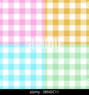 set of square multicolored pastel checked seamless design for pattern and background. Stock Vector