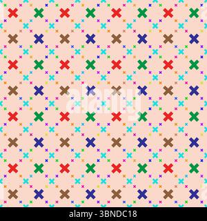 multicolored cross seamless design for pattern and background. Stock Vector