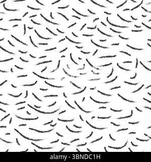 black and white painted brush seamless design for pattern and background. Stock Vector