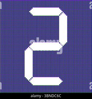 realistic digital LED screen with digital number two 2 for pattern and background. Stock Vector