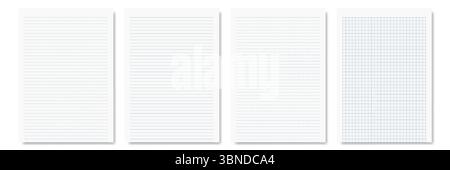 pieces of notepad and notebook isolated on white for pattern and design. Stock Vector