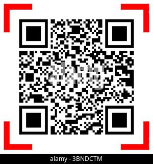 qr code with red scanner on white,vector illustration. Stock Vector