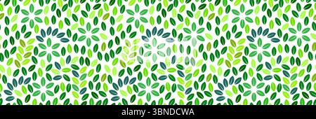 horizontal green leaves seamless design for pattern and background. Stock Vector